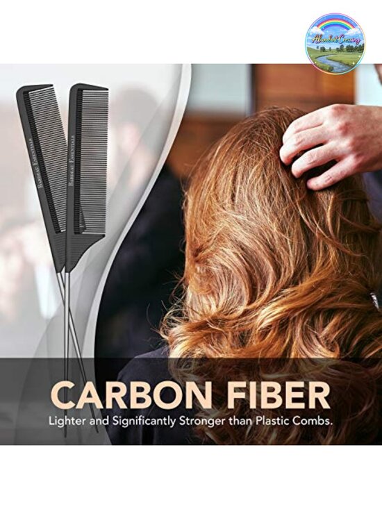 8.8 Inch Tail Comb 5 Pack Carbon Fiber Stainless Steel Pintail Heat Resistant main image 4